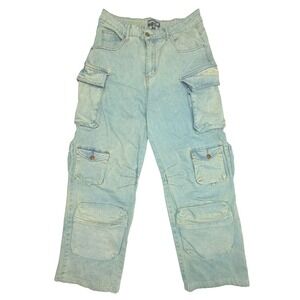 Rehab Lab Cargo Jeans Men's Medium Light Wash Multi Pocket Utility Denim